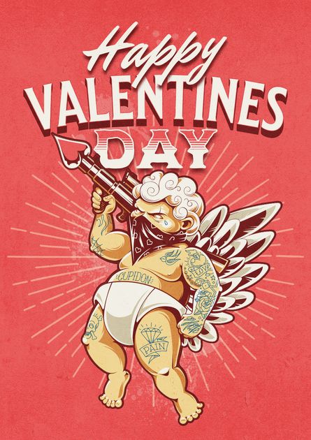 Happy Valentines Day Punk Cupid Card Design Template — Customize It In Kittl 4126