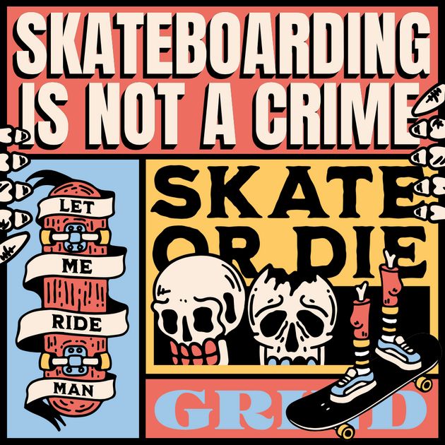 Skate or Die - Skull Poster design template — Customize it in Kittl