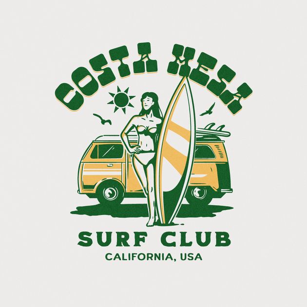 Costa Mesa Surf Club T-Shirts design template — Customize it in Kittl